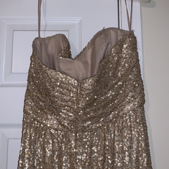 Gold sequin floor length bridesmaids dress - Picture 3 of 6